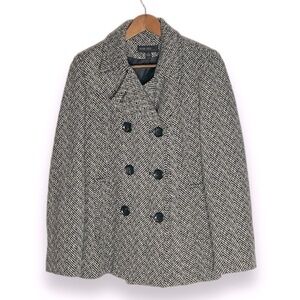 Jason Kole Tweed Chevron Stripe Double Breasted Coat Small